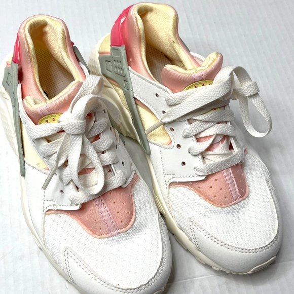 Nike Huarache Run (GS) Big Kids' Shoes Summit White-Citron Tint DR0163-100 - Picture 3 of 11